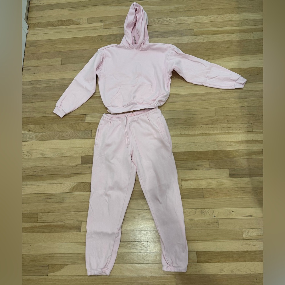 SKIMS Light Pink Hoodie and Jogger Sweat Set - Pink Skims Sweat Set (2 Pieces)